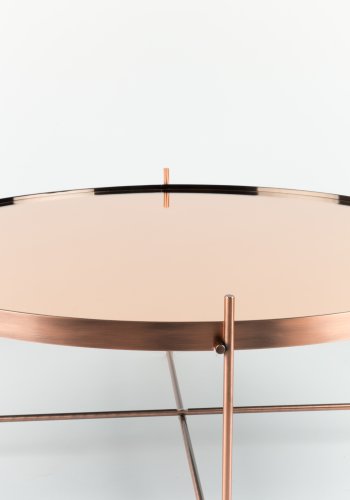 ZUIVER Cupid sidebord XXL, rundt - kobberglass og kobbermetall (82,5)