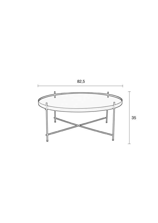 ZUIVER Cupid sidebord XXL, rundt - kobberglass og kobbermetall (82,5)