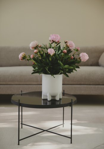 ZUIVER Cupid sidebord L, rundt - svart glass og sort metall (62,5)