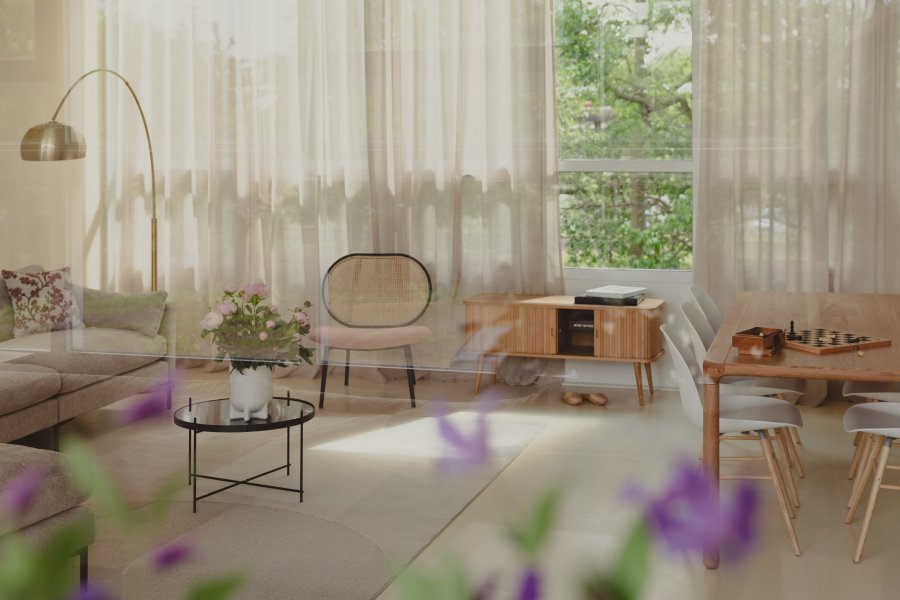 ZUIVER Cupid sidebord L, rundt - svart glass og sort metall (62,5)