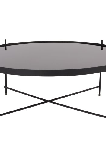 ZUIVER Cupid sidebord XXL, rundt - svart glass og sort metall (82,5)