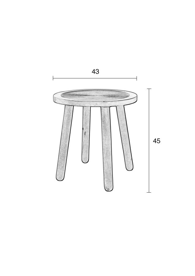 ZUIVER Dendron sidebord S, rundt - brunt mangotre (43)
