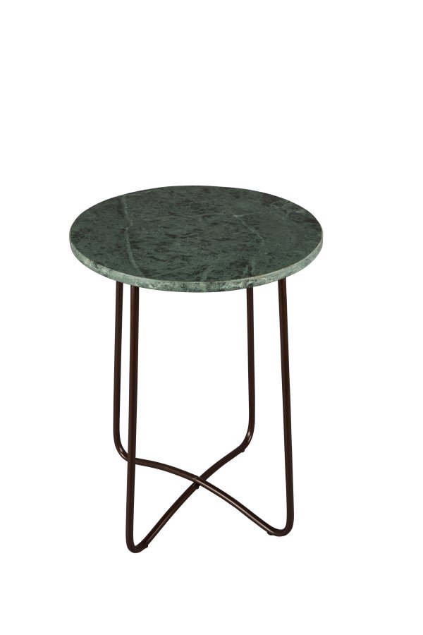 DUTCHBONE Emerald sidebord, rundt - grnn marmor og svart jern (41)