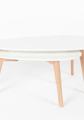 WHITE LABEL LIVING Drop sidebord - hvitt og naturlig tre (sett med 2)