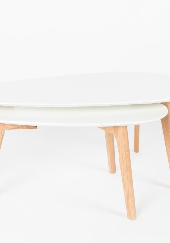 WHITE LABEL LIVING Drop sidebord - hvitt og naturlig tre (sett med 2)