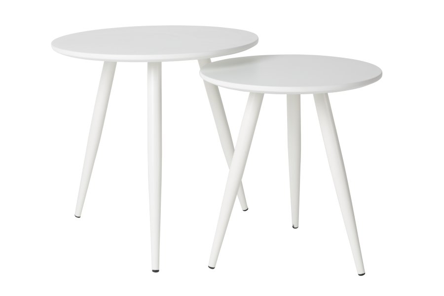 WHITE LABEL LIVING Daven sidebord - hvitt tre (sett med 2)