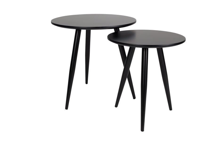 WHITE LABEL LIVING Daven sidebord - svart metall (sett med 2)