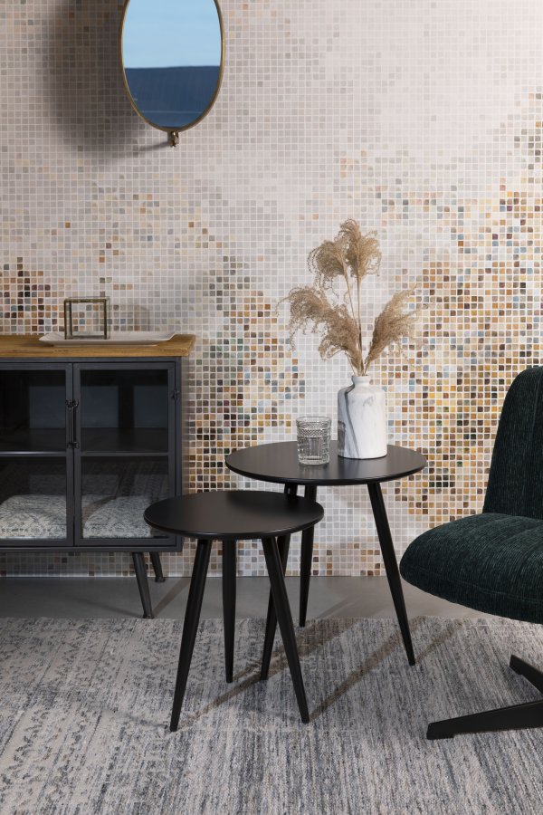 WHITE LABEL LIVING Daven sidebord - svart metall (sett med 2)