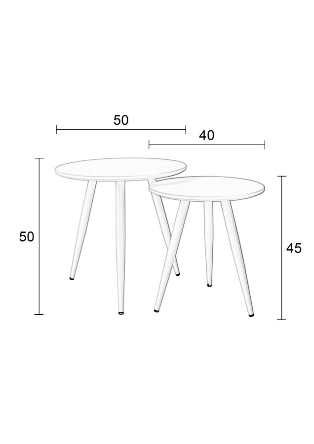 WHITE LABEL LIVING Daven sidebord - svart metall (sett med 2)