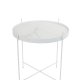 ZUIVER Cupid sidebord S, rundt - hvitt glass med marmorlook og hvitt metall (43)