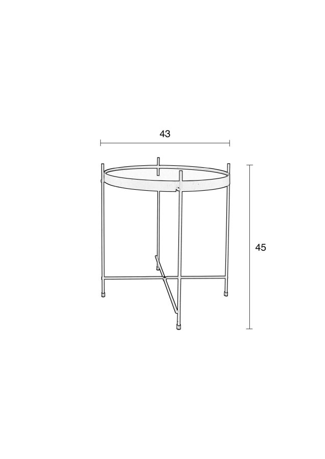 ZUIVER Cupid sidebord S, rundt - hvitt glass med marmorlook og hvitt metall (43)