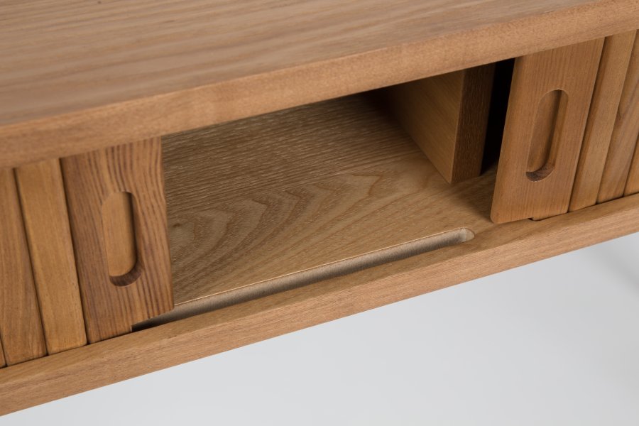 ZUIVER Barbier konsollbord, m. 2 skyvedrer - finér i naturaske og asketre (120x35)