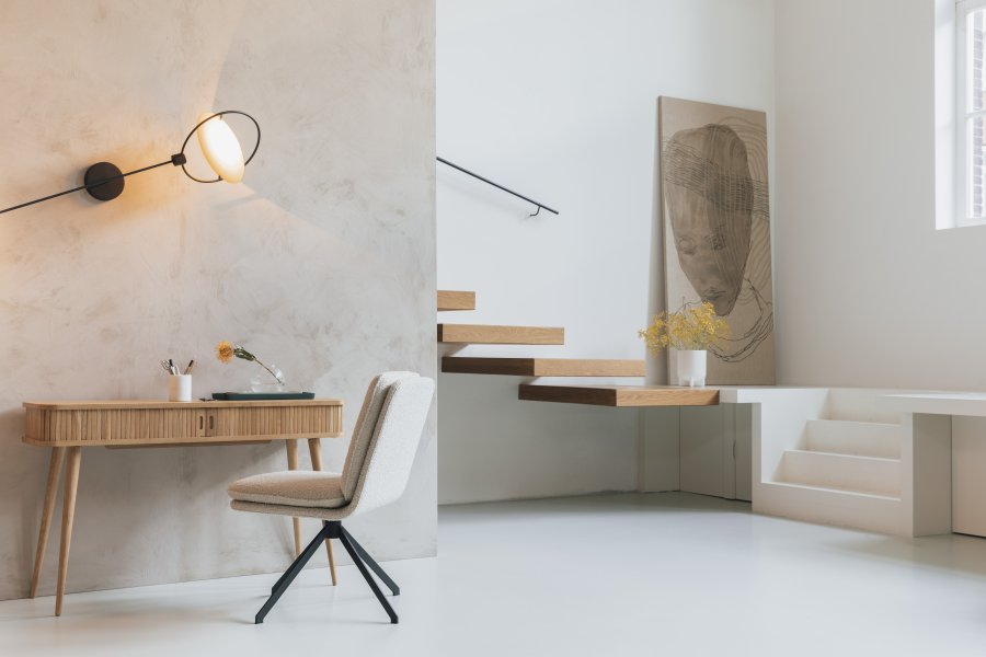 ZUIVER Barbier konsollbord, m. 2 skyvedrer - finér i naturaske og asketre (120x35)