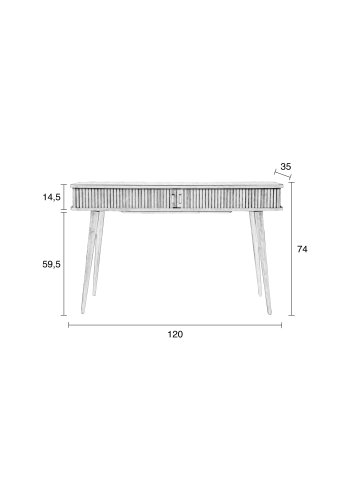 ZUIVER Barbier konsollbord, m. 2 skyvedrer - finér i naturaske og asketre (120x35)