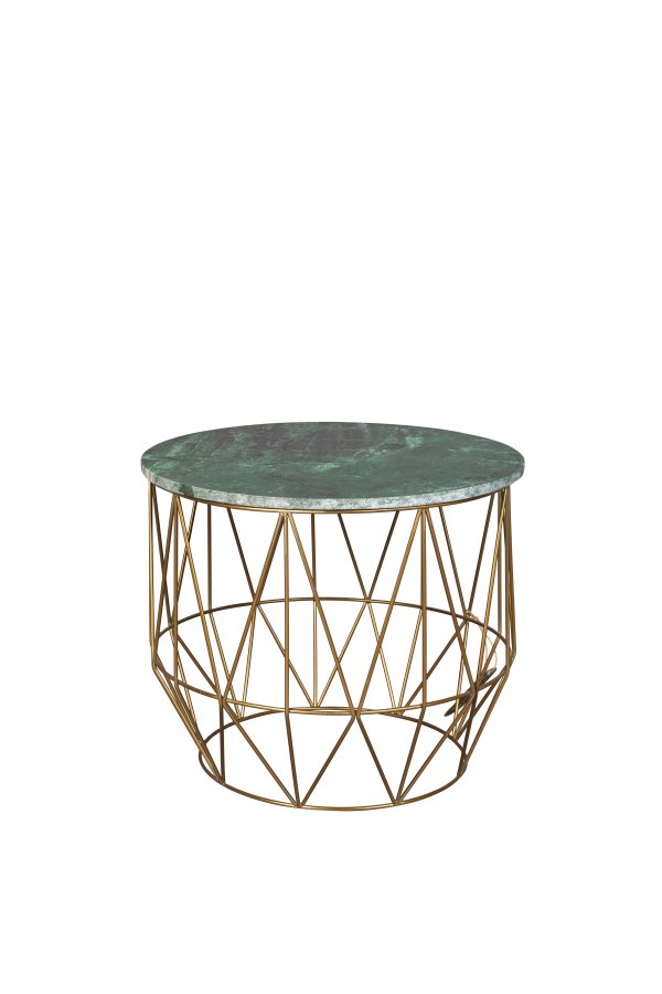 DUTCHBONE Boss Beistelltisch, rund – grüner Marmor und goldenes Eisen (51)