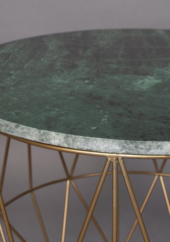 DUTCHBONE Boss Beistelltisch, rund – grüner Marmor und goldenes Eisen (51)