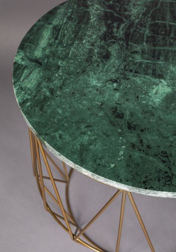 DUTCHBONE Boss Beistelltisch, rund – grüner Marmor und goldenes Eisen (51)