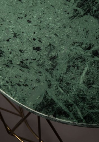 DUTCHBONE Boss Beistelltisch, rund – grüner Marmor und goldenes Eisen (51)