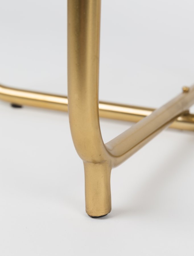 WHITE LABEL LIVING Timpa sidebord, rundt - hvit marmor og gullmetall (44,5)