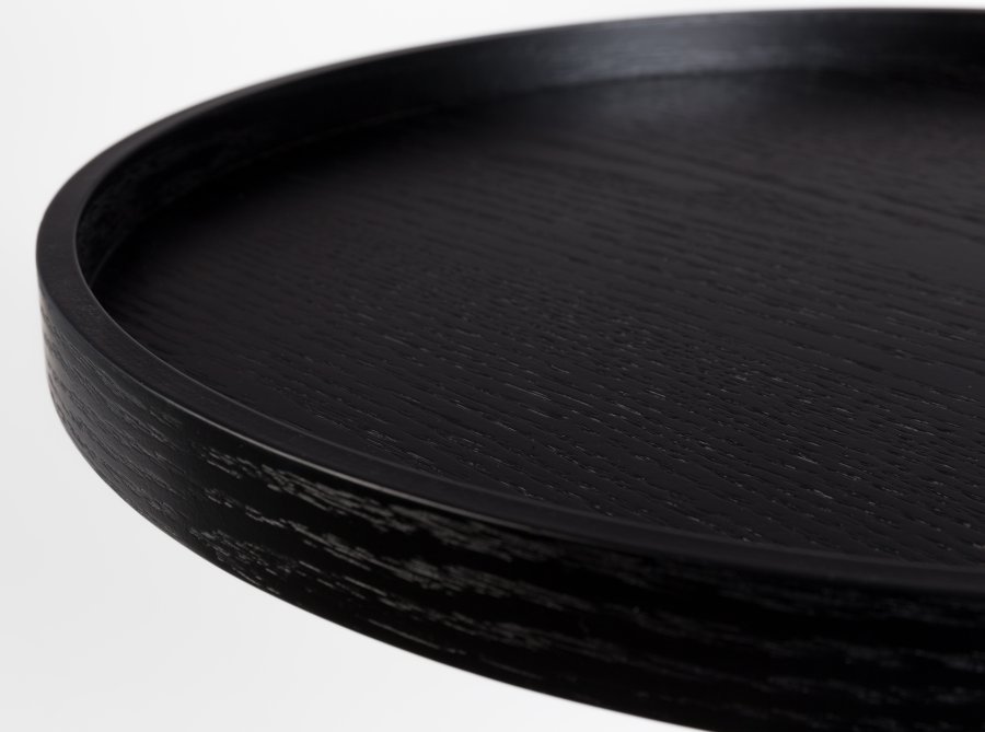 ZUIVER Jason sidebord, rund - sort egetræsfinér og metal (Ø46)