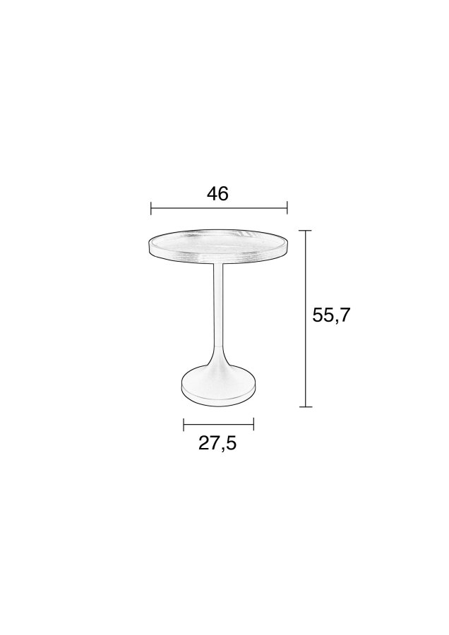 ZUIVER Jason sidebord, rund - sort egetræsfinér og metal (Ø46)