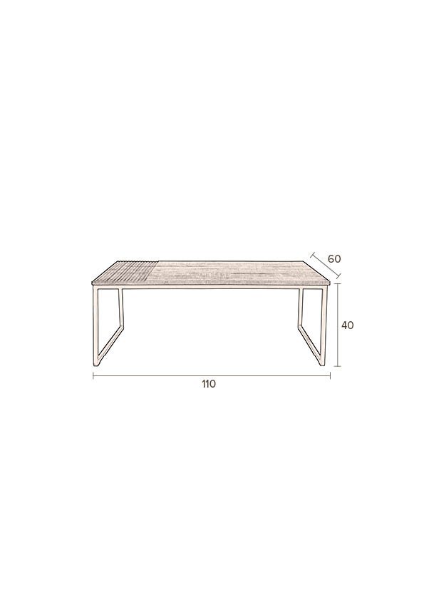 DUTCHBONE Randi Couchtisch, rechteckig – braunes Mangoholz und Stahl (110x60)