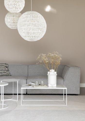 ZUIVER Glasert salongbord, rektangulrt - hvit keramikk og jern (93x42,5)