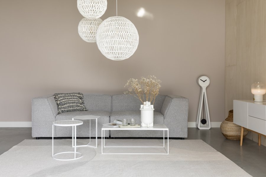 ZUIVER Glasert salongbord, rektangulrt - hvit keramikk og jern (93x42,5)