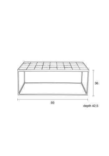ZUIVER Glasert salongbord, rektangulrt - svart keramikk og jern (93x42,5)
