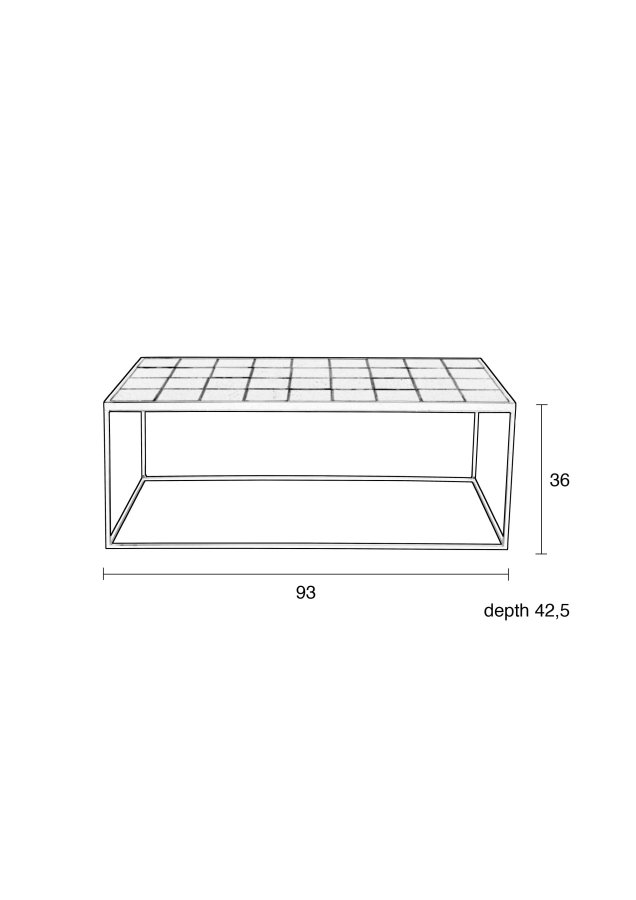 ZUIVER Glasert salongbord, rektangulrt - grnn keramikk og jern (93x42,5)