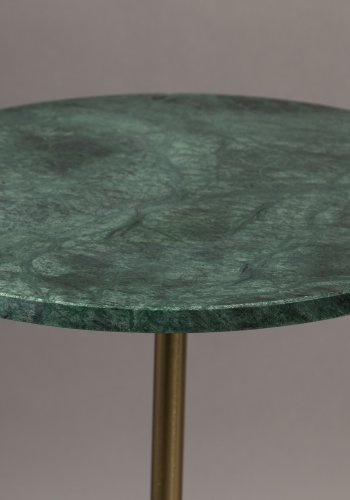 DUTCHBONE Gunnar Beistelltisch, rund – grüner Marmor und Messingeisen (37,5)