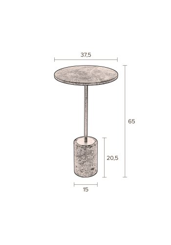 DUTCHBONE Gunnar Beistelltisch, rund – grüner Marmor und Messingeisen (37,5)