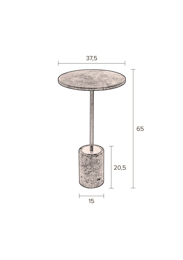 DUTCHBONE Gunnar Beistelltisch, rund – grüner Marmor und Messingeisen (37,5)