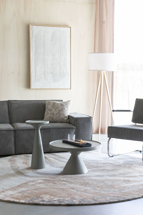 ZUIVER Floss sidebord, rundt - gr aluminium (28)