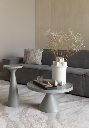 ZUIVER Floss sidebord, rundt - gr aluminium (28)