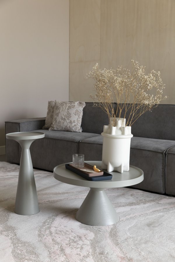 ZUIVER Floss sidebord, rundt - gr aluminium (28)