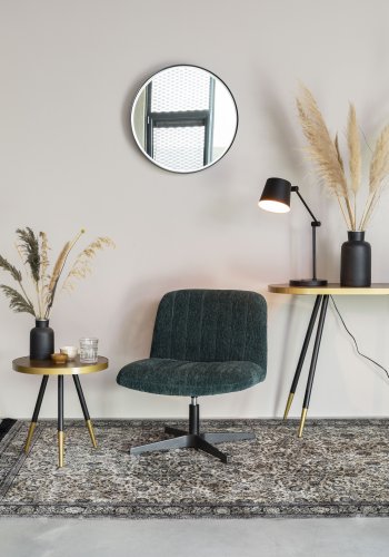 WHITE LABEL LIVING Denise sidebord, rund - brun askefinér og sort metal (44)