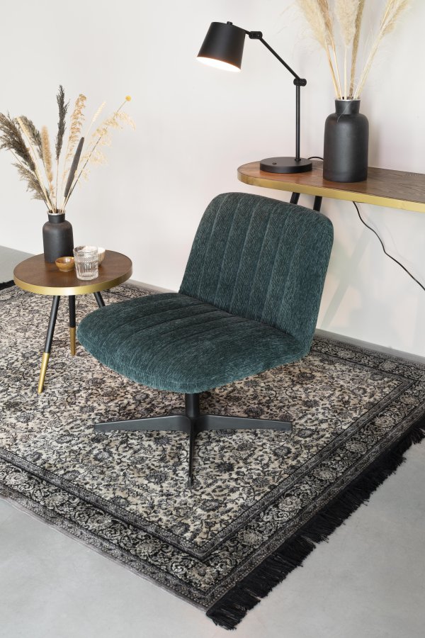 WHITE LABEL LIVING Denise sidebord, rund - brun askefinér og sort metal (44)