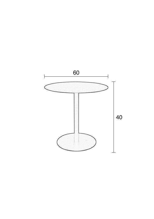 ZUIVER Snsidebord M, rundt - svart stl (60)