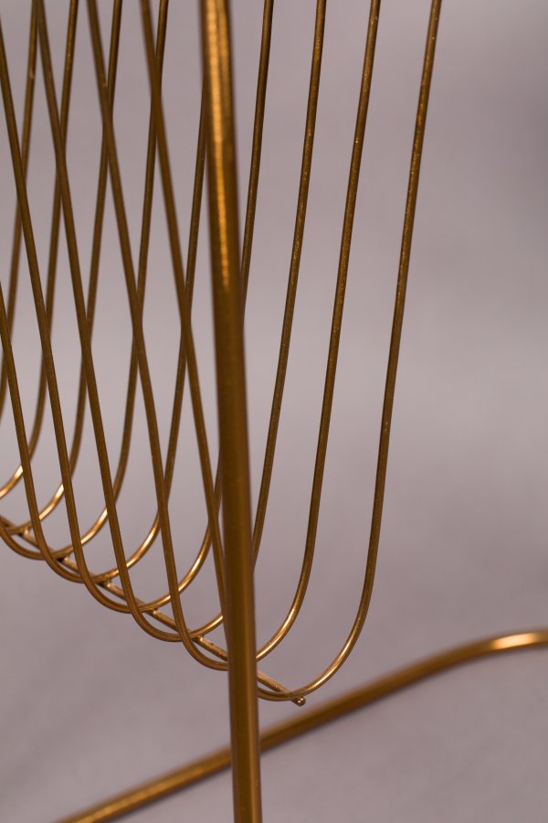 DUTCHBONE Eileen Beistelltisch mit Zeitschriftenhalter – Rauchglas und Goldstahl (51x32)