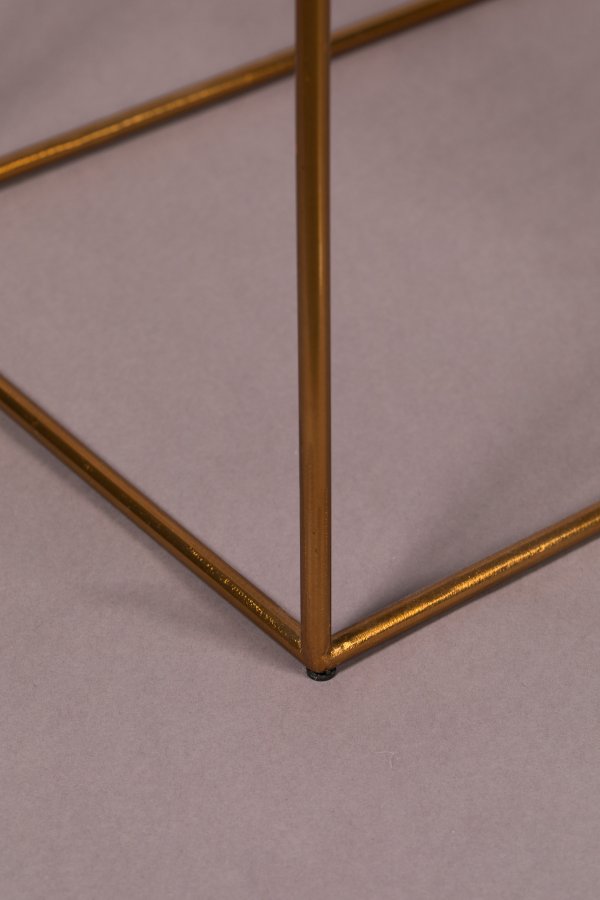 DUTCHBONE Eileen Beistelltisch mit Zeitschriftenhalter – Rauchglas und Goldstahl (51x32)