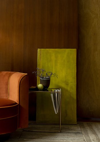 DUTCHBONE Eileen Beistelltisch mit Zeitschriftenhalter – Rauchglas und Goldstahl (51x32)