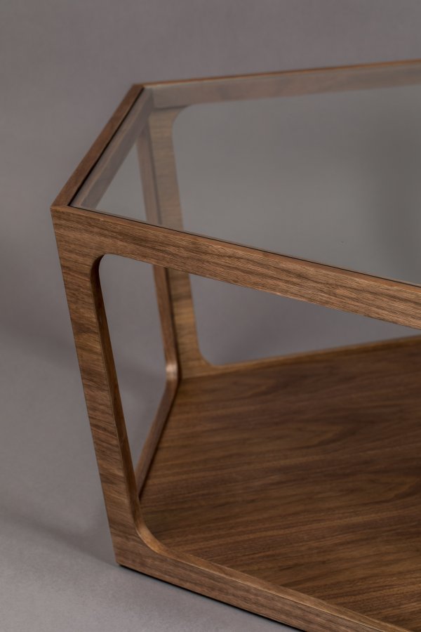 DUTCHBONE Sita salongbord, sekskantet - glass og brun valntt finish (80x93)