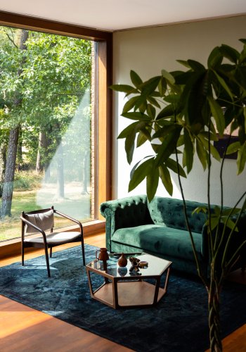 DUTCHBONE Sita salongbord, sekskantet - glass og brun valntt finish (80x93)