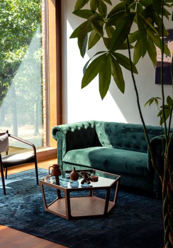 DUTCHBONE Sita salongbord, sekskantet - glass og brun valntt finish (80x93)