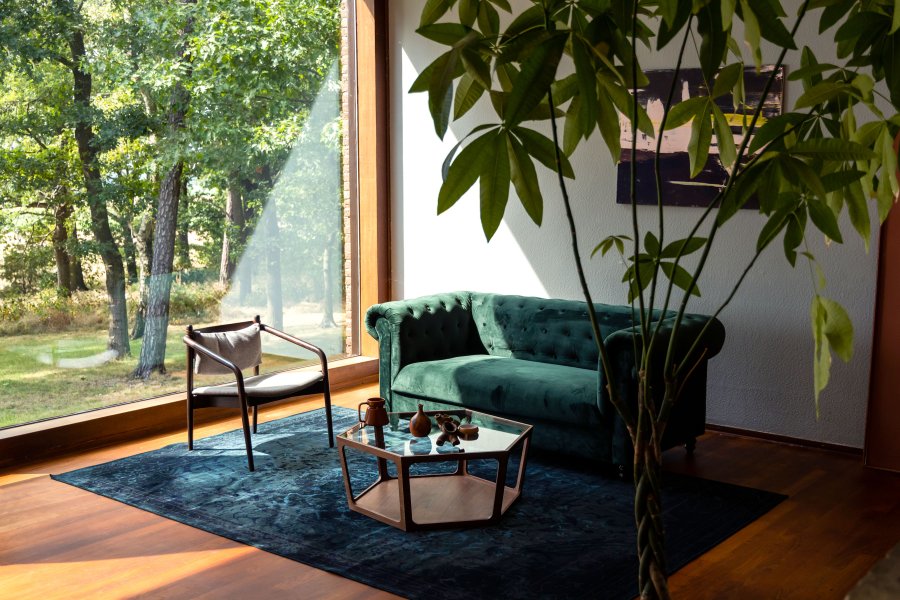 DUTCHBONE Sita salongbord, sekskantet - glass og brun valntt finish (80x93)