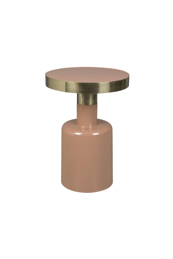 ZUIVER Glam sidebord, rundt - gullstl og rosa emaljejern (36) 