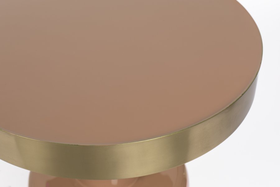 ZUIVER Glam sidebord, rundt - gullstl og rosa emaljejern (36) 