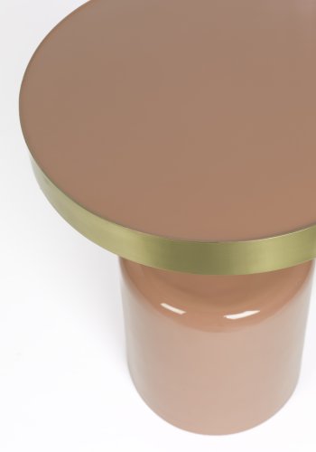 ZUIVER Glam sidebord, rundt - gullstl og rosa emaljejern (36) 