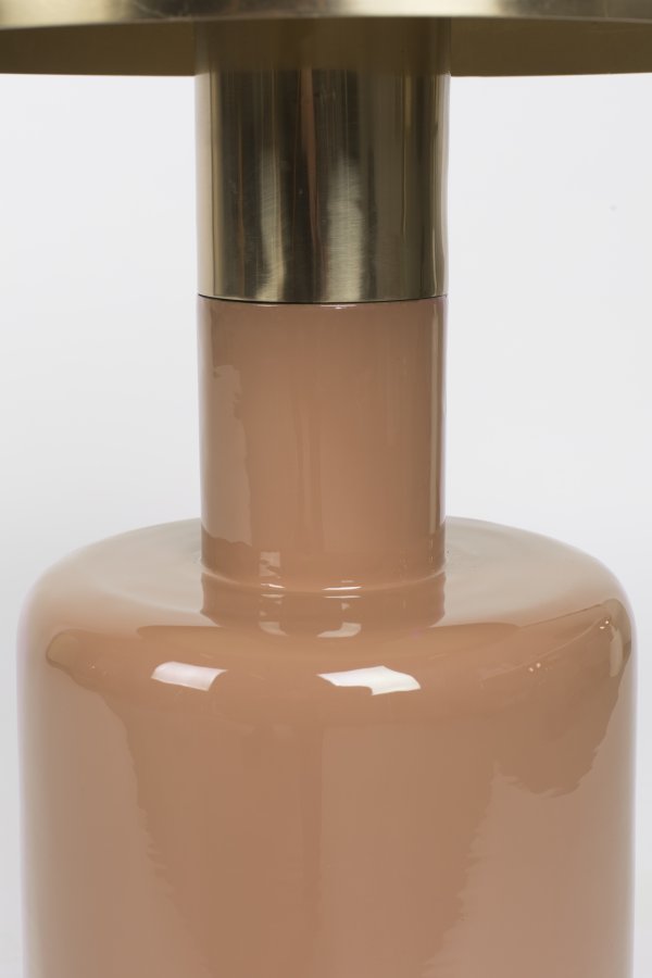 ZUIVER Glam sidebord, rundt - gullstl og rosa emaljejern (36) 